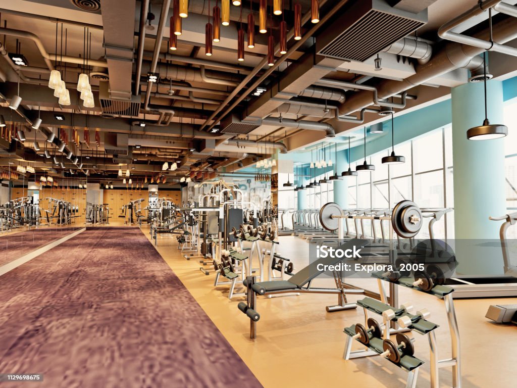 3d render gym fitness center