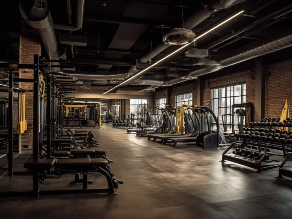 salle de sport retro avec du matériel de qualité et une bonne ambiance